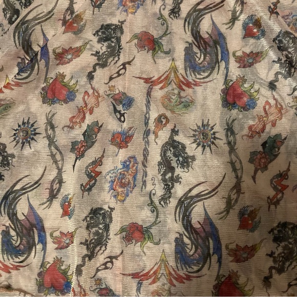 New Girl Order Dolls Kill 90s sheer tattoo print New School metallic mini dress - Picture 3 of 6